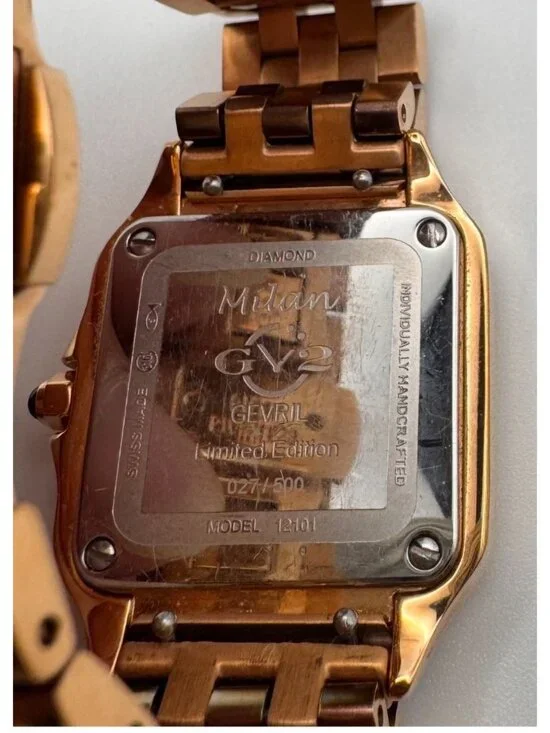 GV2 Gevril Milan 12101 Diamond Watch Rose Gold Swiss Quartz 027/500 Working - Picture 9 of 13
